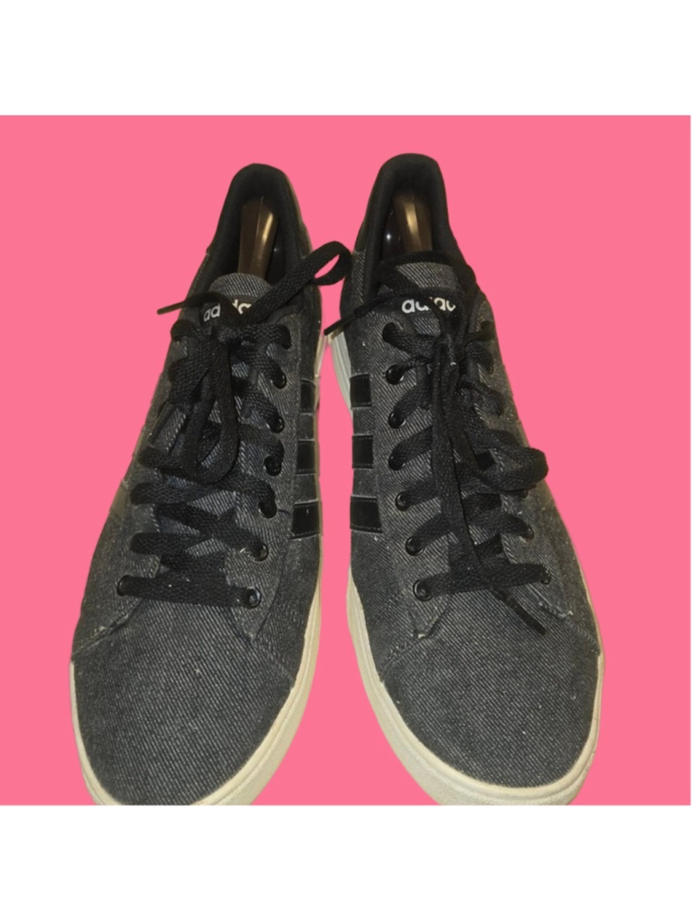 adidas Daily 2.0 Black Denim Ortholite Float Casual Sneakers Size 10.5